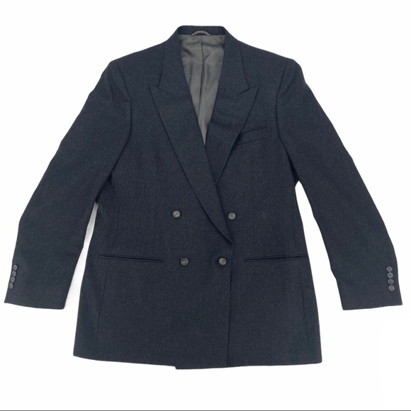 CHRISTIAN DIOR Vintage 80’s Charcoal Gray Wool Blazer Size 44L - Picture 2 of 11